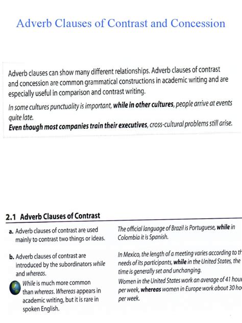 Adverb Clause of Contrast/ Concession .